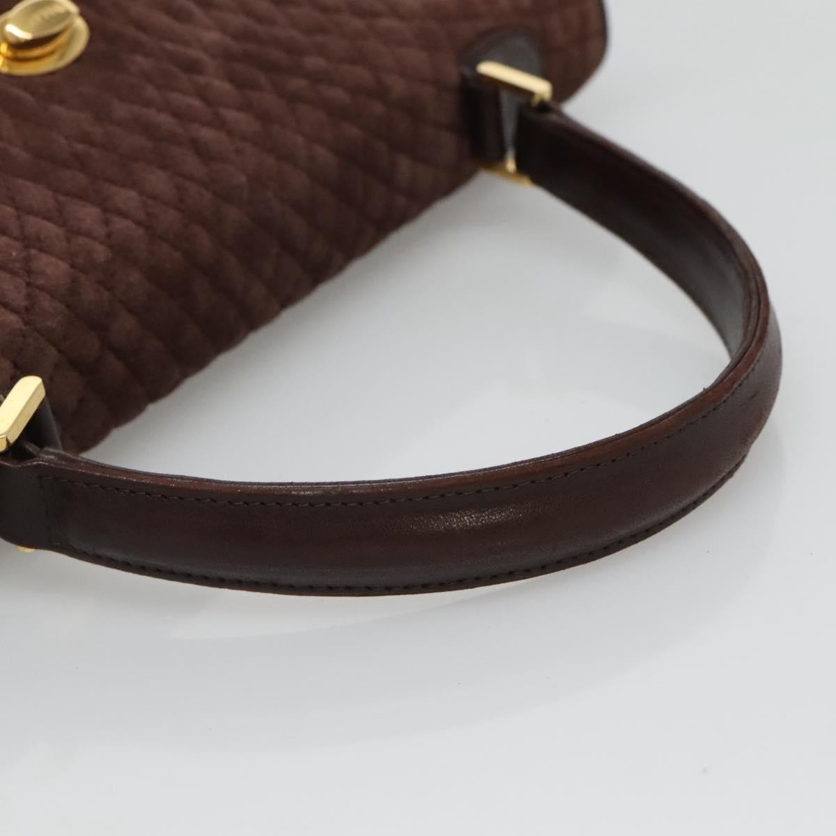 Bally Handbag Quilted Suede, Brown, Suede, Handbag
