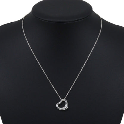 Tiffany & Co. Elsa Peretti Open Heart Pendant Sterling Silver with Diamond, Silver, Silver, Necklace