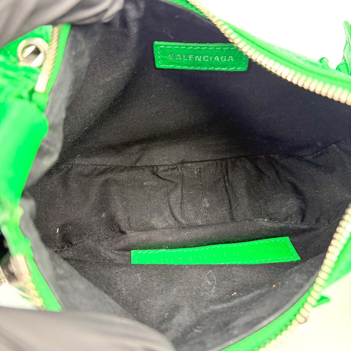 Balenciaga Le Cagole Giant Spikes Leather, Green, Leather, Shoulder Bag