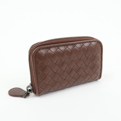 Bottega Veneta Zip Coin Purse Intrecciato Nappa, Brown, Leather, Clutch