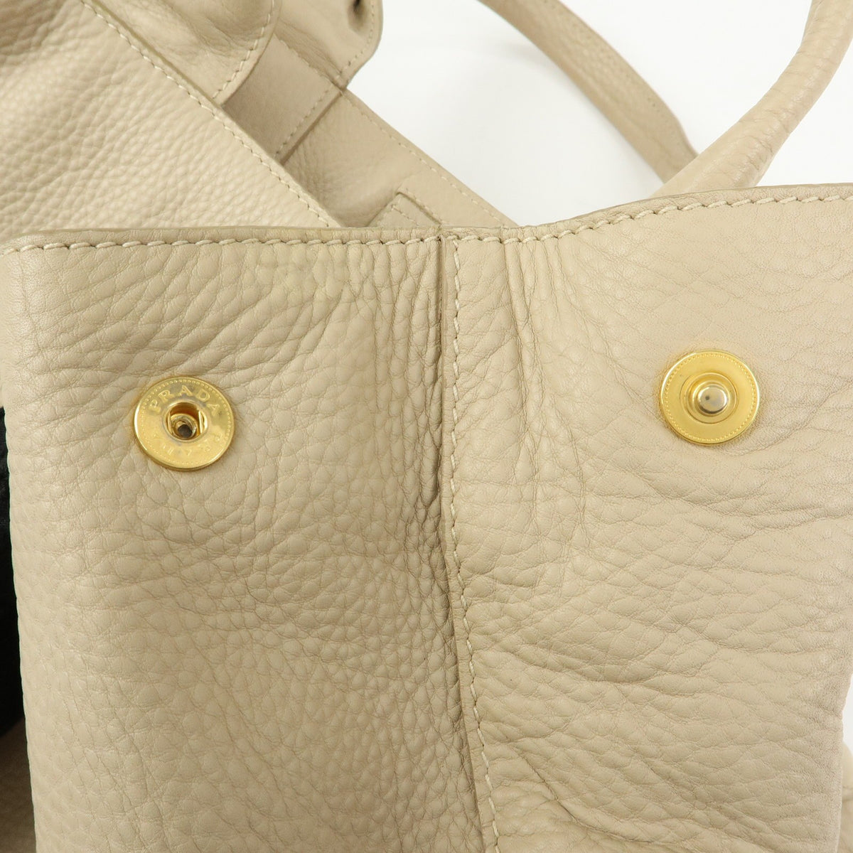 Prada Canapa Vitello Daino, Beige, Leather, Tote Bag