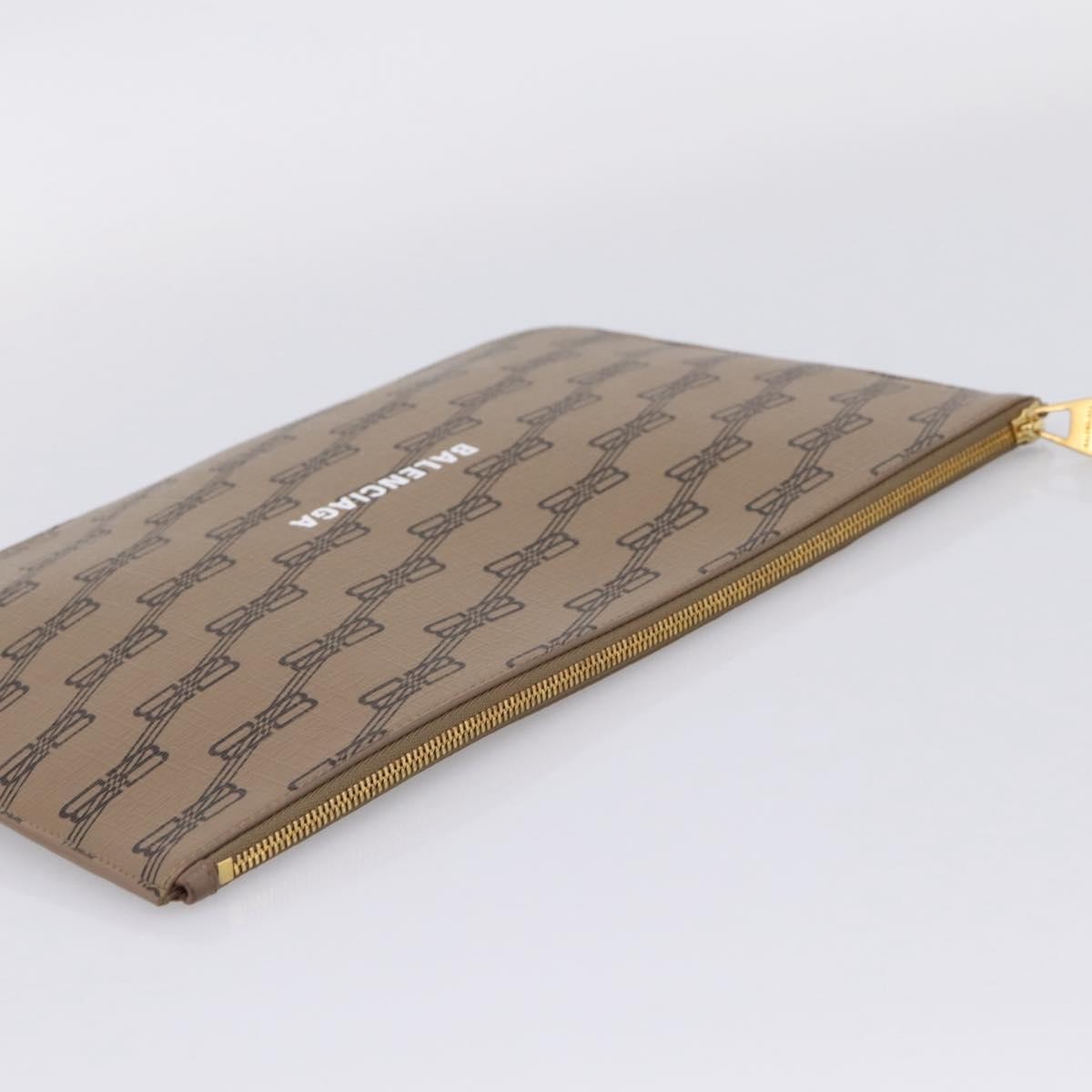 Balenciaga Signature Pouch Monogram PVC Leather, Beige, PVC, Clutch