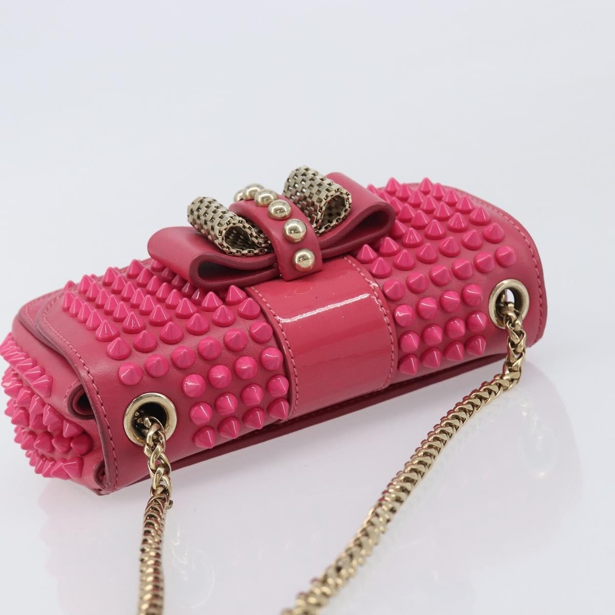 Christian Louboutin Sweet Charity Spiked Leather, Pink, Leather, Crossbody Bag