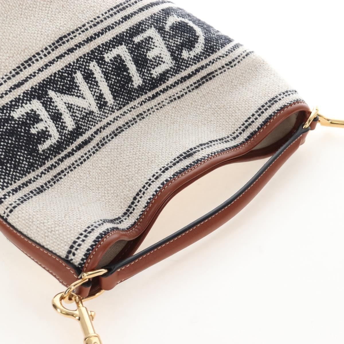 Celine Bucket 16 Raffia, Beige, Canvas, Handbag