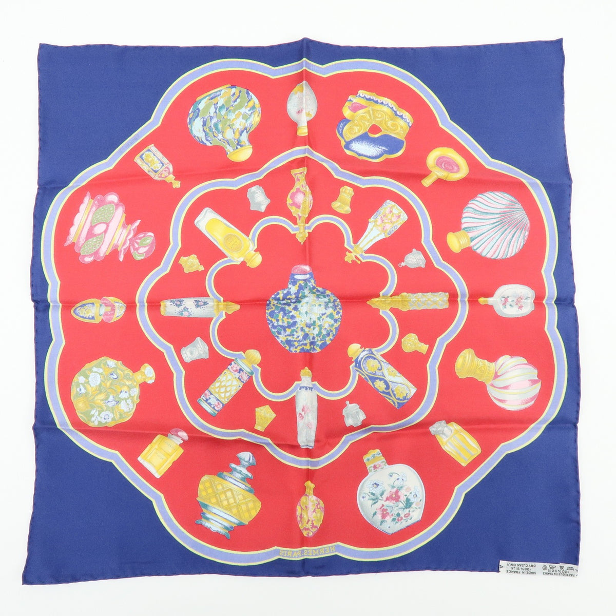 Hermes Carré 45 Les Capucines 100% Silk, Red, Silk, Scarf