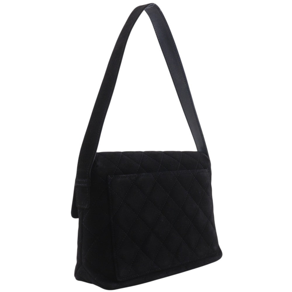 Chanel Vintage Flap Quilted Suede, Black, Suede, Shoulder Bag