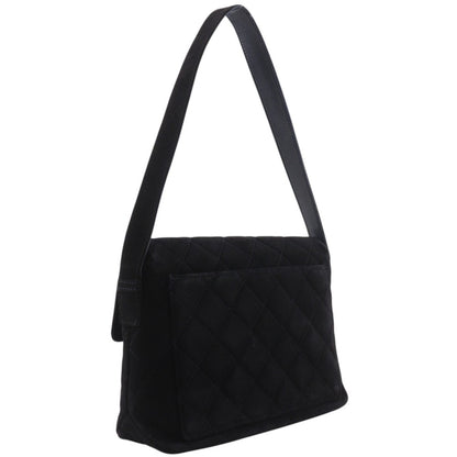 Chanel Vintage Flap Quilted Suede, Black, Suede, Shoulder Bag