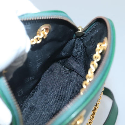 Celine Chain Vertical Quilted Lambskin, Green, Leather, Shoulder Bag