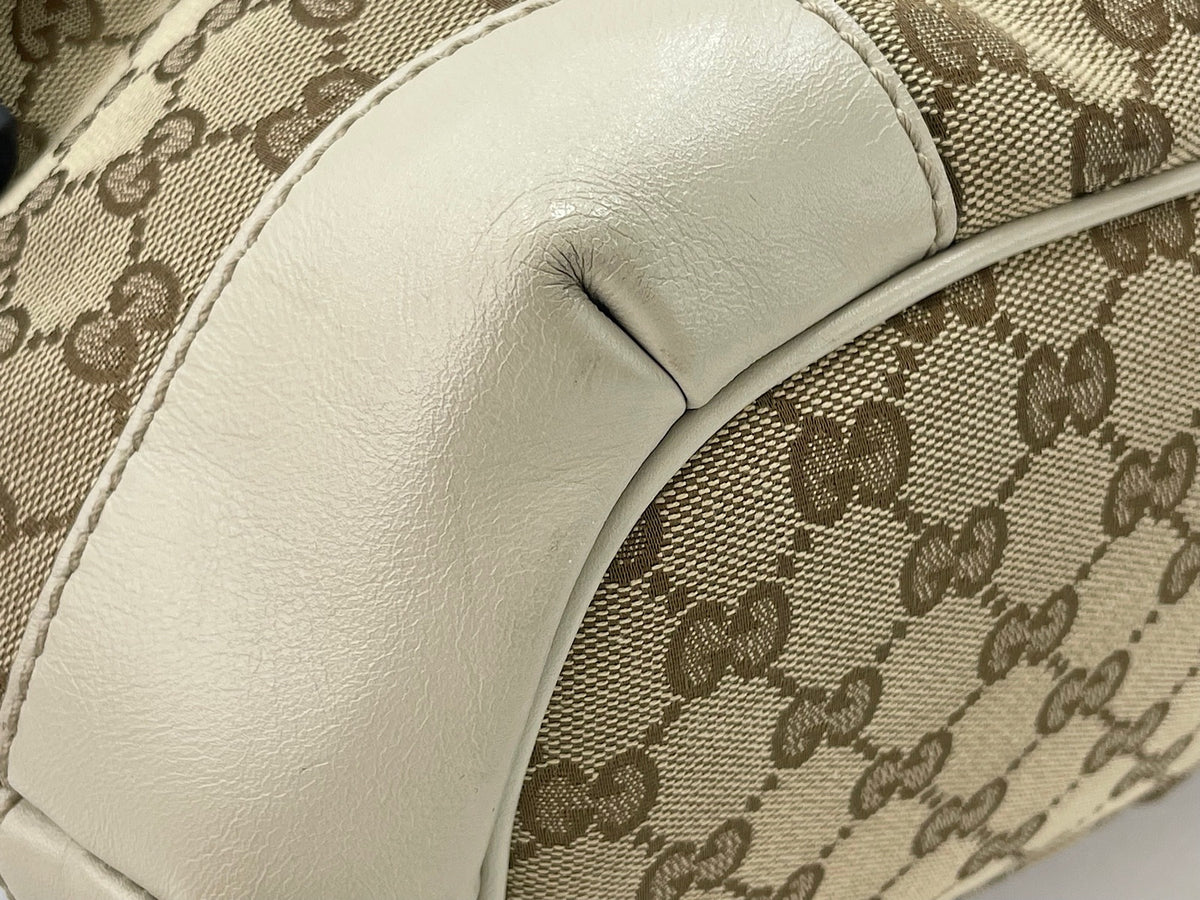 Gucci Sukey Top Handle Satchel GG Canvas with Leather, Beige, Canvas, Handbag