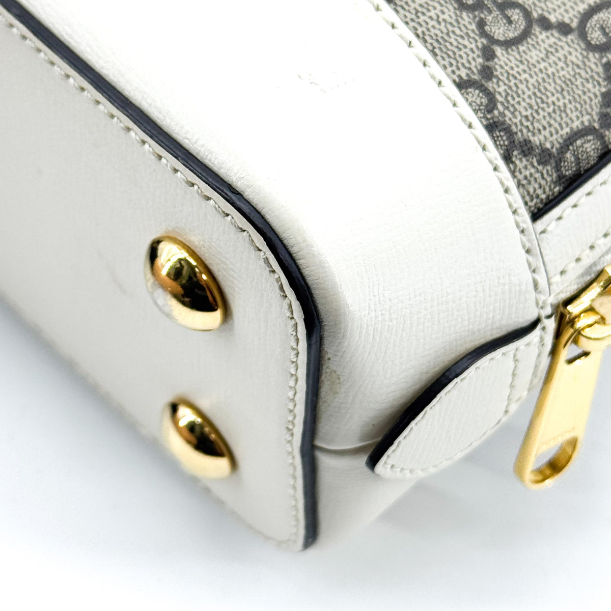 Gucci Horsebit 1955 Top Handle GG Coated Canvas with Leather, White, Canvas, Handbag