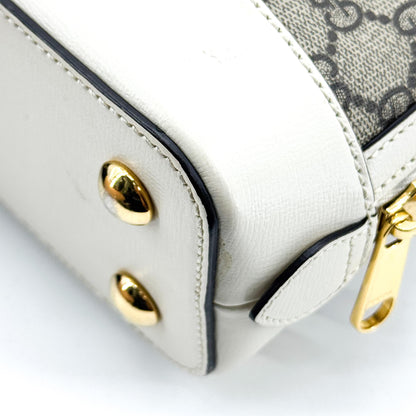 Gucci Horsebit 1955 Top Handle GG Coated Canvas with Leather, White, Canvas, Handbag