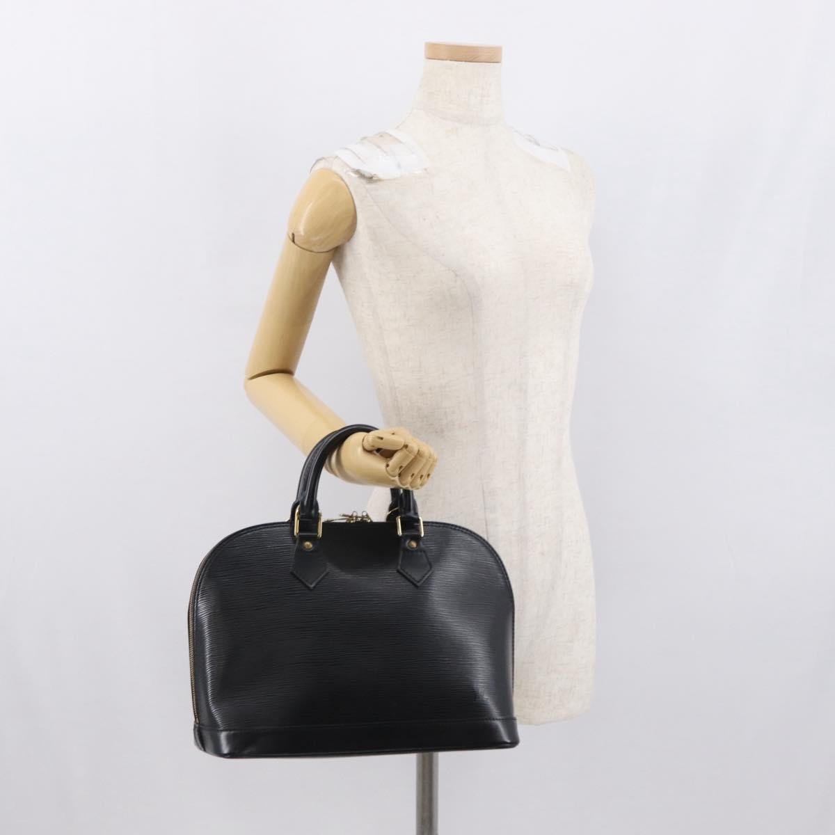 Louis Vuitton Alma Epi Leather, Black, Leather, Handbag