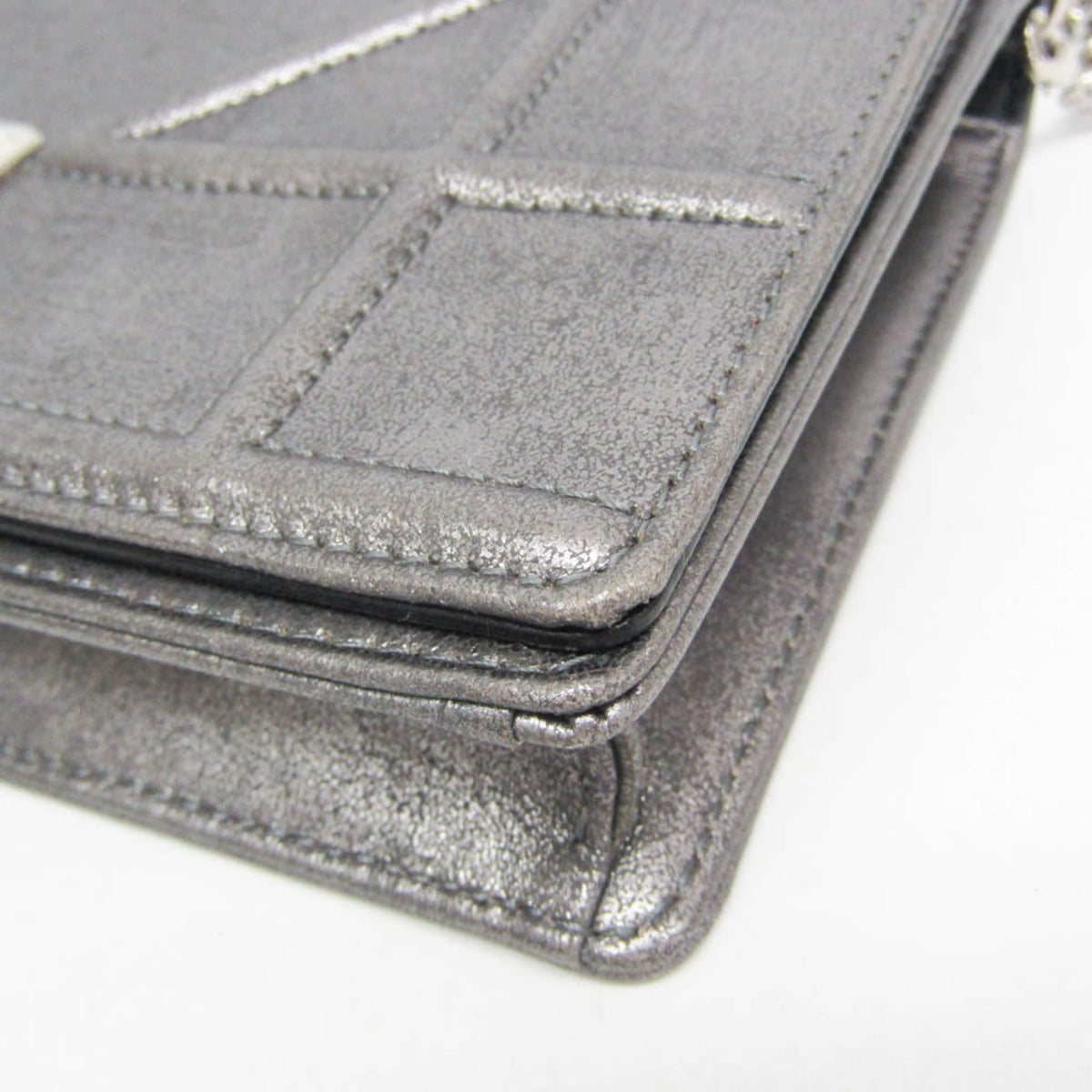 Christian Dior Diorama Chain Clutch Leather, Silver, Leather, Shoulder Bag
