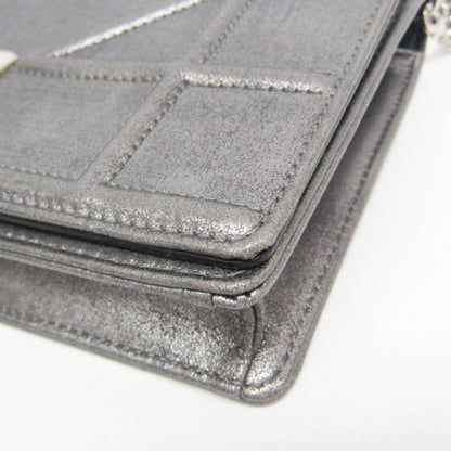 Christian Dior Diorama Chain Clutch Leather, Silver, Leather, Shoulder Bag