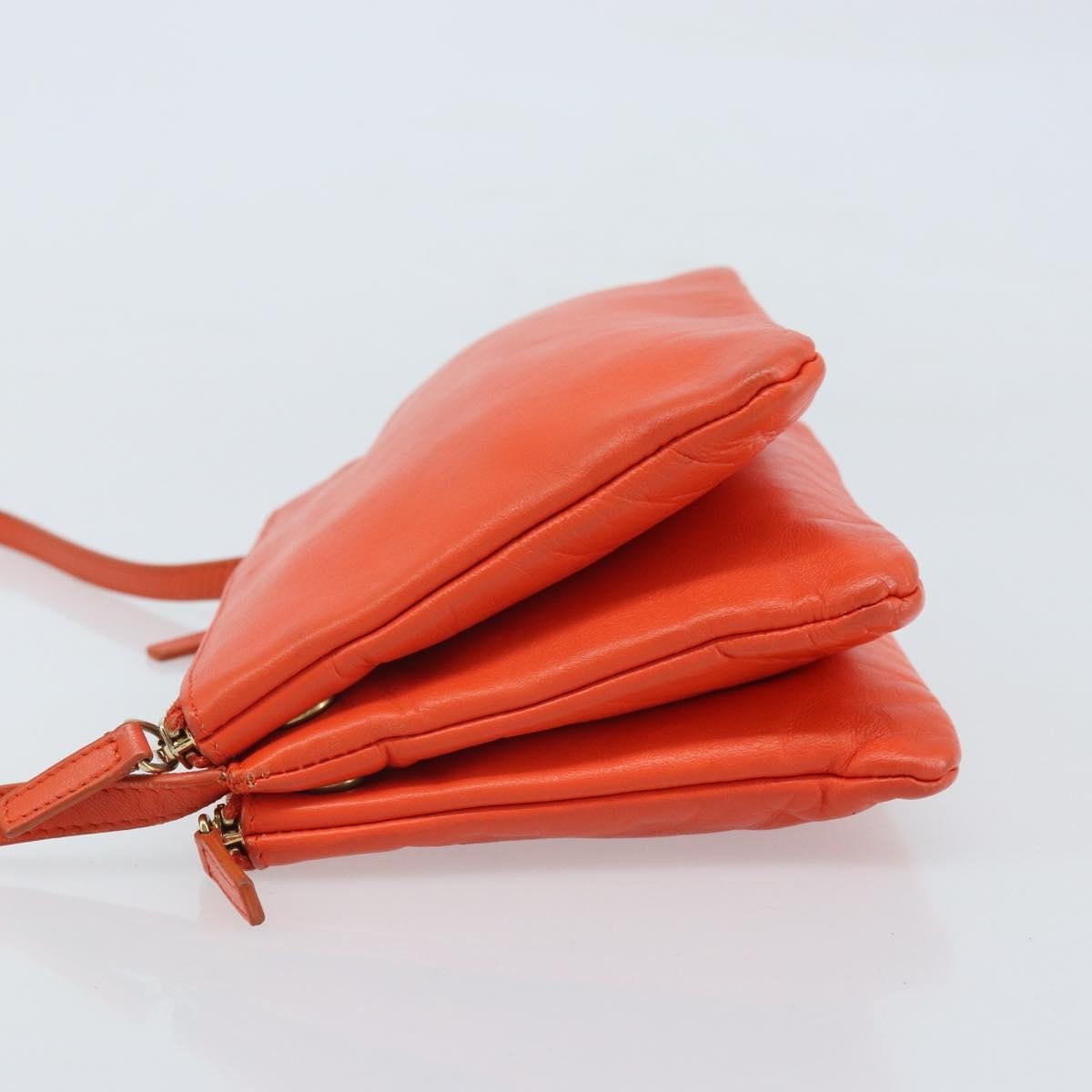 Celine Trio Leather, Orange, Leather, Shoulder Bag