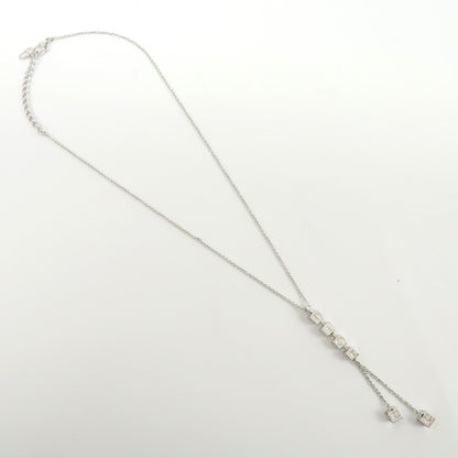 Christian Dior Logo Pendant Metal with Crystal, Silver, Metal, Necklace