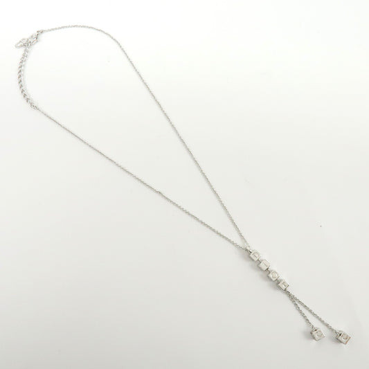 Christian Dior Logo Pendant Metal with Crystal, Silver, Metal, Necklace