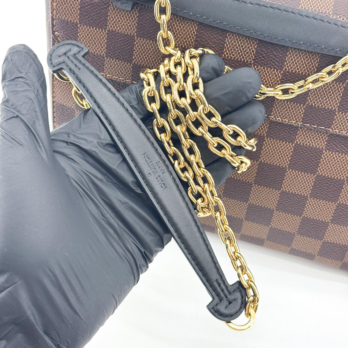 Louis Vuitton Vavin Damier with Leather, Brown, Canvas, Tote Bag