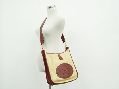 Hermes Evelyne Bag Gen I Panama, Beige, Leather, Handbag