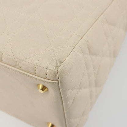Christian Dior Lady Dior Cannage Quilt Lambskin, White, Leather, Handbag