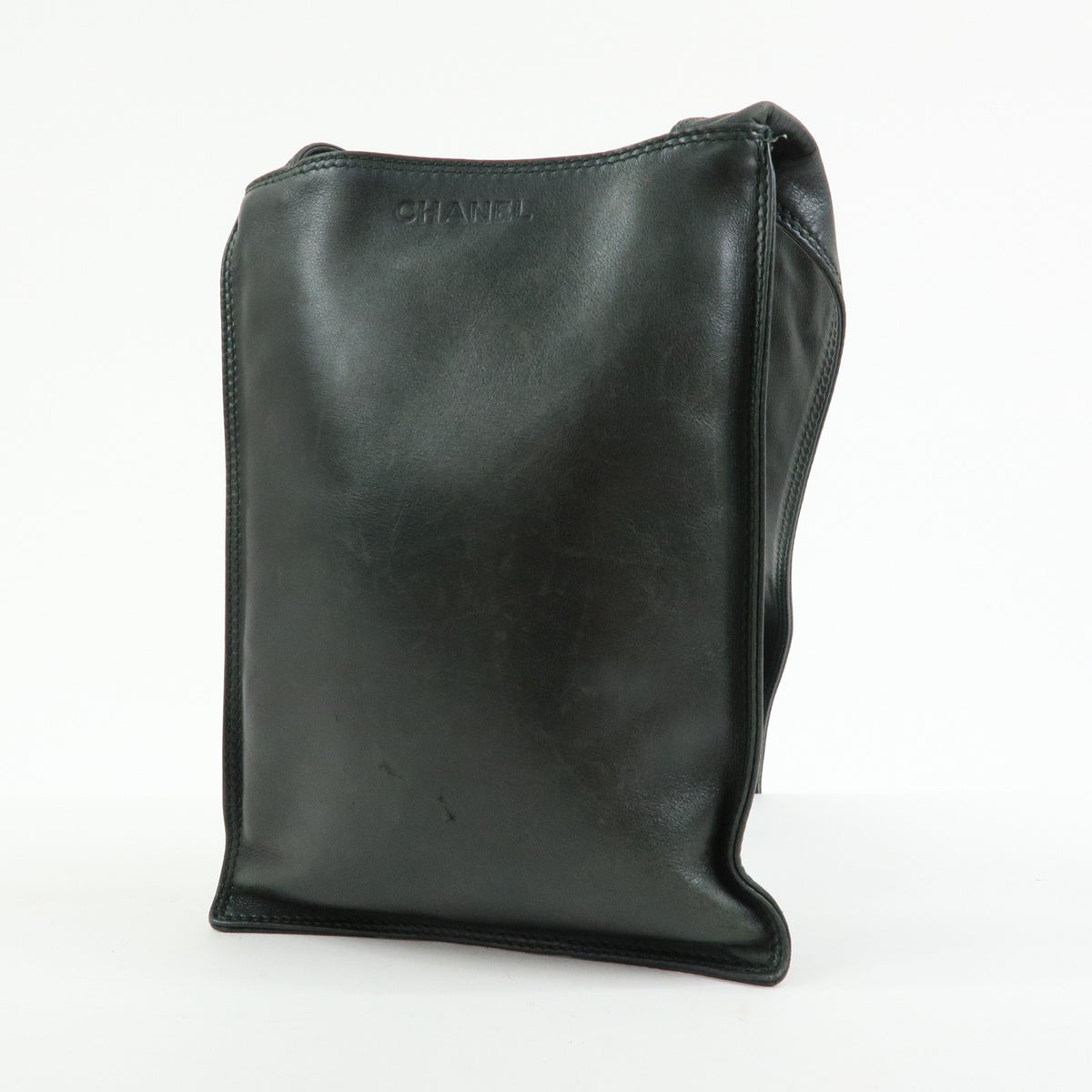Chanel Flat CC Lambskin, Black, Leather, Backpack