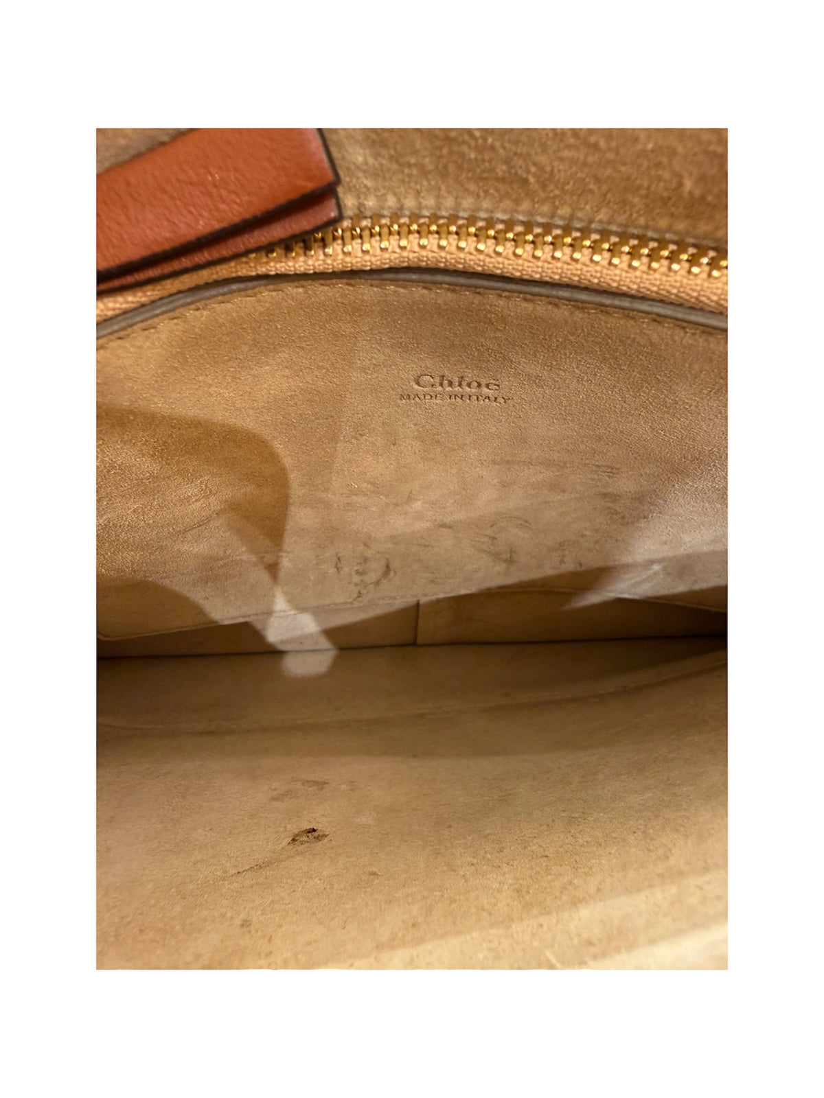 Chloe Faye Chain Leather and Suede, Brown, Leather, Shoulder Bag