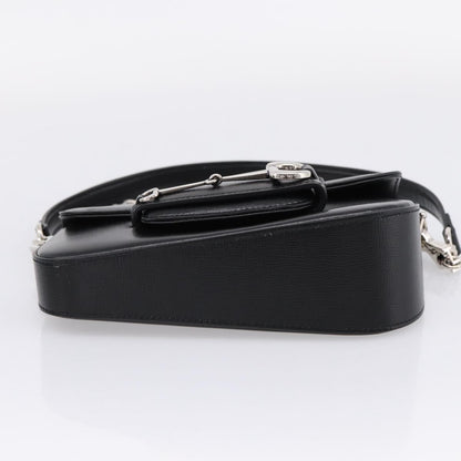 Gucci Horsebit 1955 Asymmetric Leather, Black, Leather, Shoulder Bag