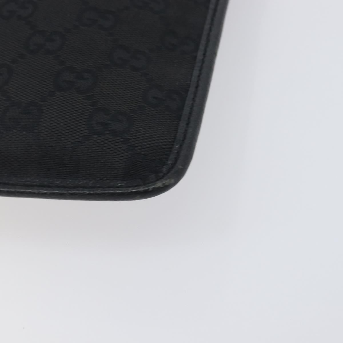 Gucci Vintage Flat Messenger GG Canvas and Leather, Black, Canvas, Handbag