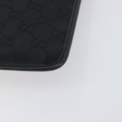 Gucci Vintage Flat Messenger GG Canvas and Leather, Black, Canvas, Handbag