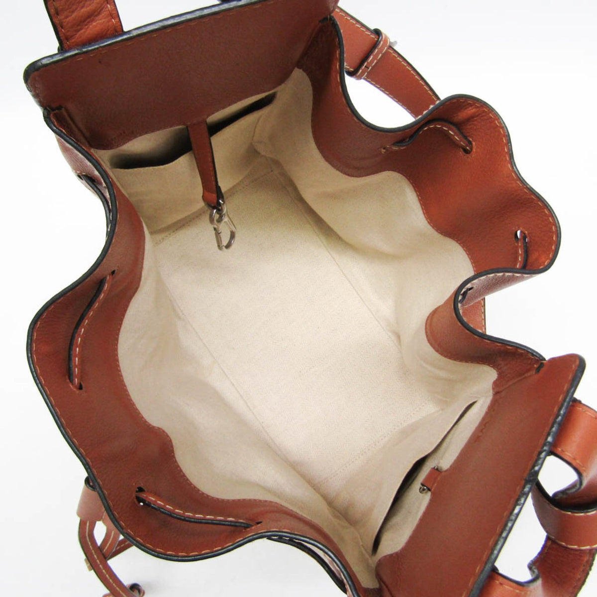 Loewe Hammock Leather and Canvas, Brown, Leather, Handbag