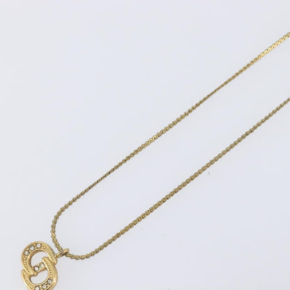 Christian Dior Vintage CD Pendant Metal with Crystals, Gold, Metal, Necklace