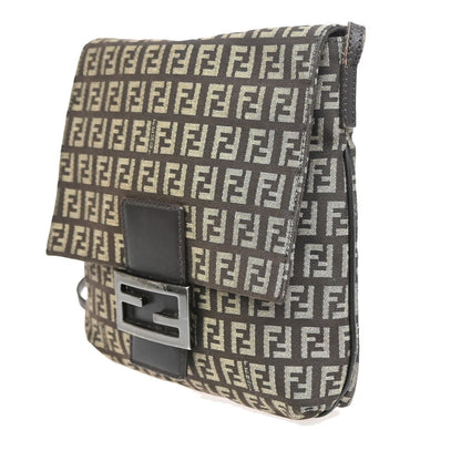 Fendi Vintage Flap Zucchino Canvas, Brown, Canvas, Crossbody Bag