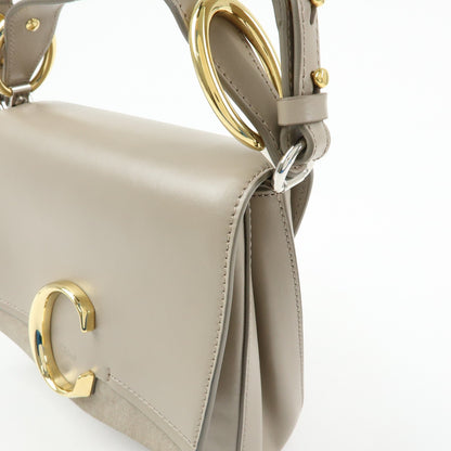 Chloe C Shoulder Bag Leather, Gray, Leather, Shoulder Bag