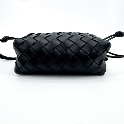 Bottega Veneta Loop Intrecciato Nappa, Black, Leather, Crossbody Bag