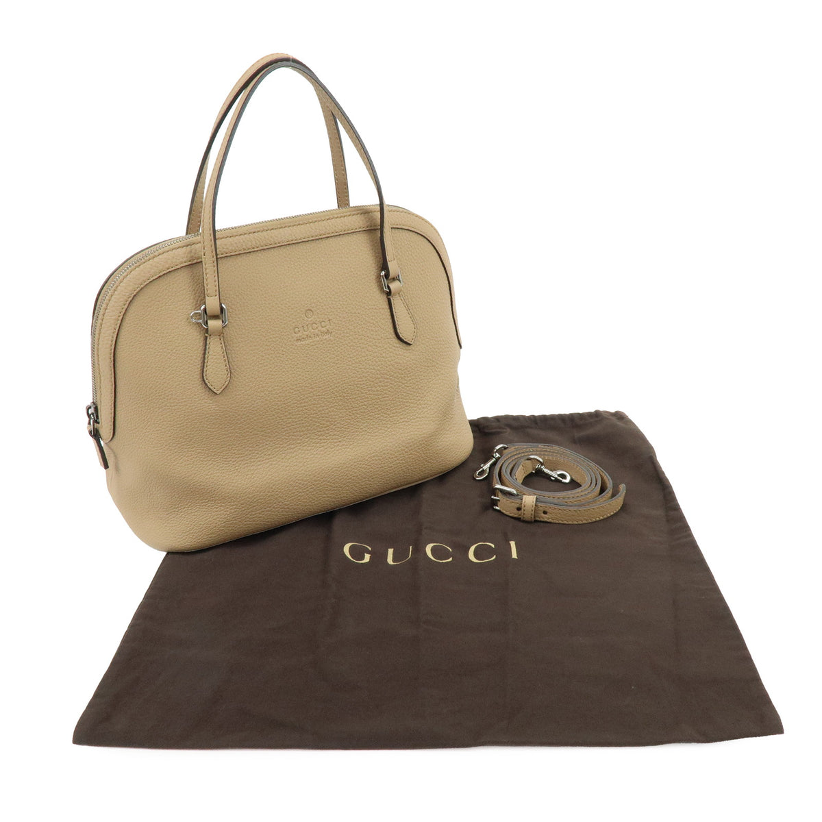 Gucci Lady Dollar Dome Satchel Leather, Beige, Leather, Handbag