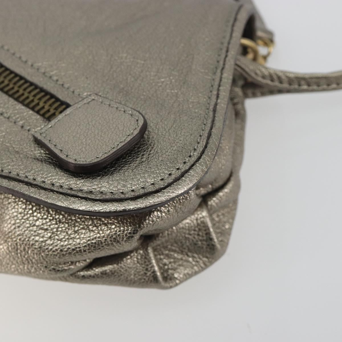 Salvatore Ferragamo Gancini Leather, Silver, Leather, Shoulder Bag