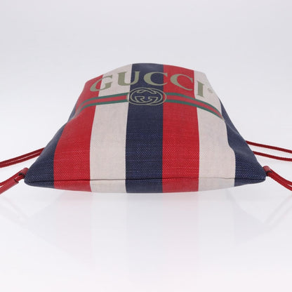 Gucci Logo Drawstring Striped Canvas, Multicolour, Canvas, Backpack