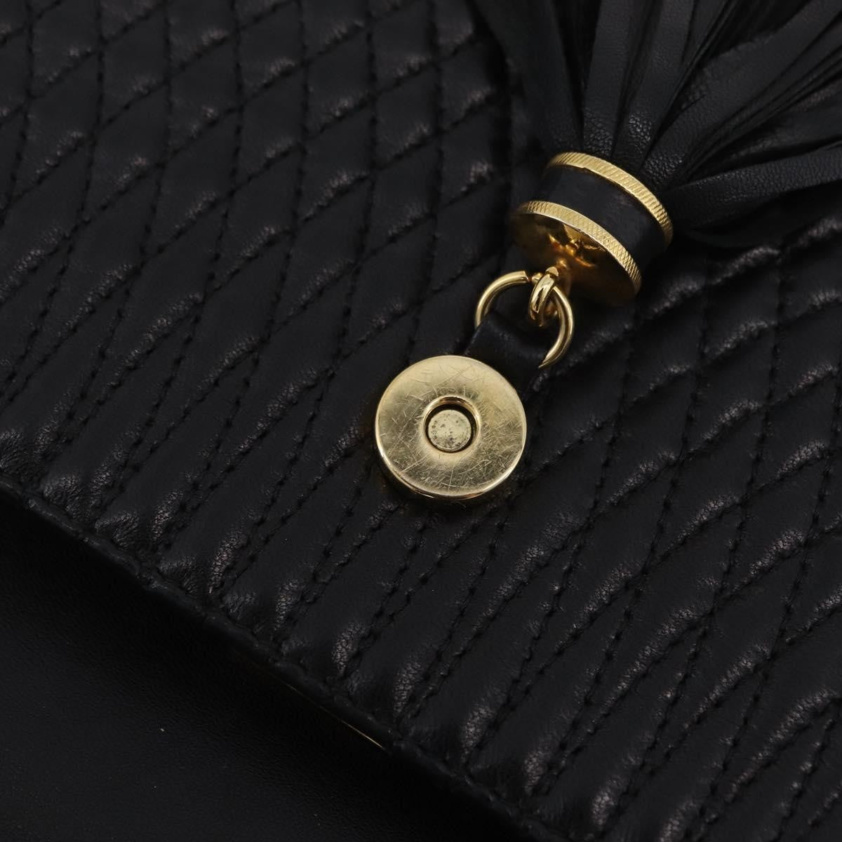 Bally Vintage Chain Quilted Leather, Black, Leather, Shoulder Bag
