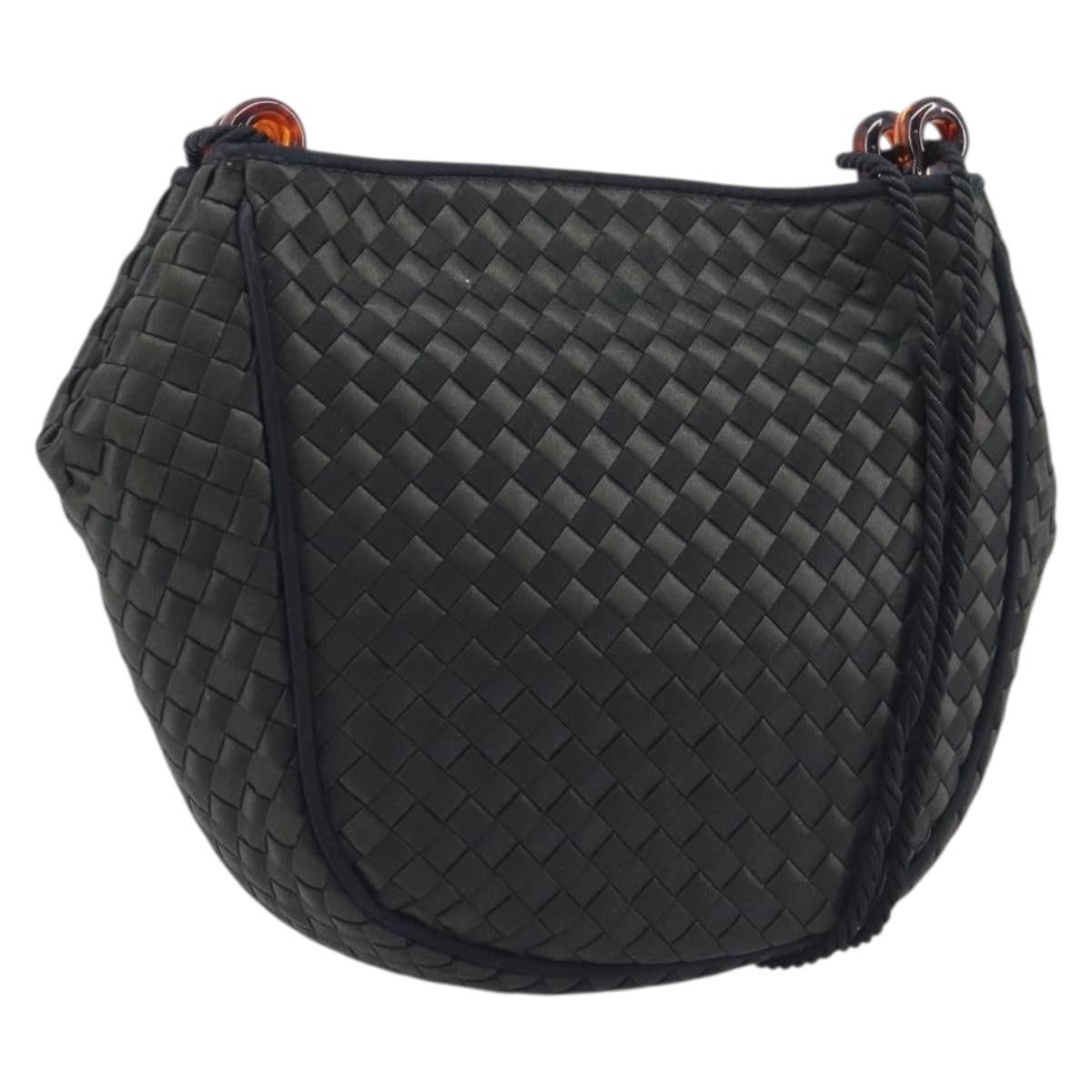 Bottega Veneta Vintage Intrecciato Hobo Nylon, Black, Nylon, Shoulder Bag