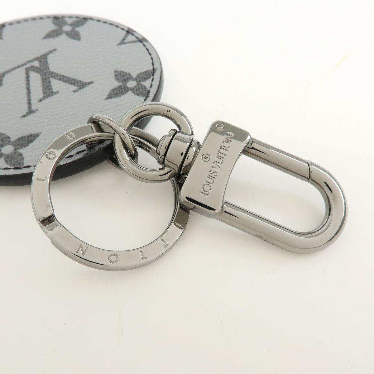 Louis Vuitton Round Bag Charm and Key Holder Reverse Monogram Eclipse None, Silver, Canvas, Charm