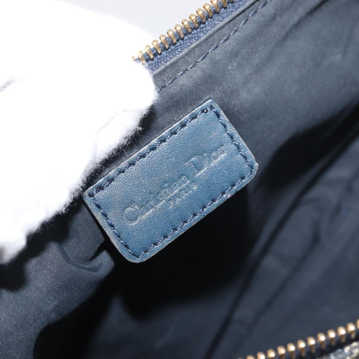 Christian Dior Vintage Saddle Diorissimo Canvas, Navy, Canvas, Handbag