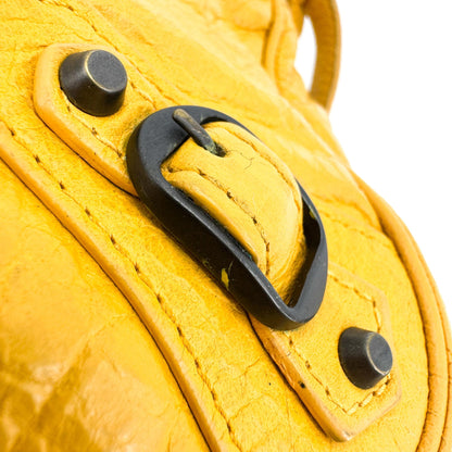Balenciaga Hip Classic Studs Leather, Yellow, Leather, Crossbody Bag
