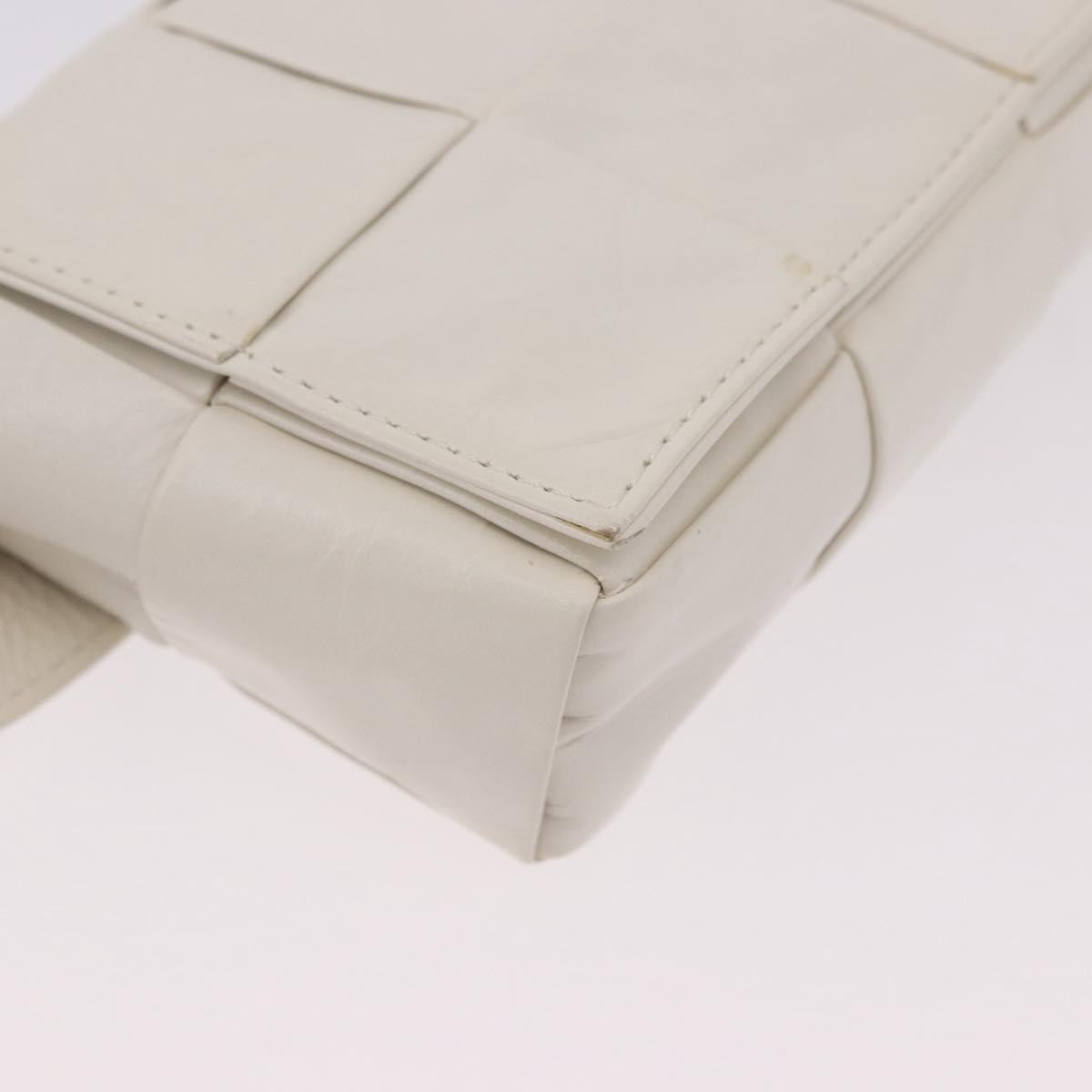 Bottega Veneta Cassette Belt Maxi Intrecciato Leather, White, Leather, Clutch