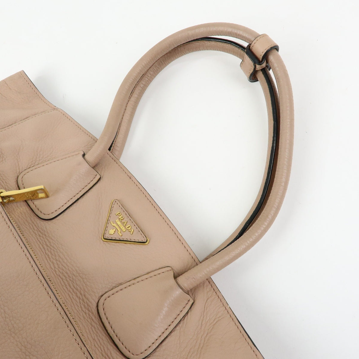 Prada Front Pocket Wing Convertible Vitello Daino, Beige, Leather, Tote Bag