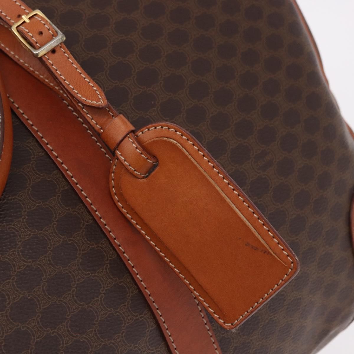 Celine Vintage Duffle Macadam Coated Canvas, Brown, Canvas, Handbag