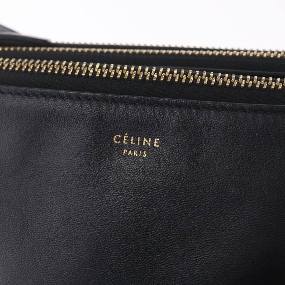 Celine Trio Leather, Black, Leather, Crossbody Bag