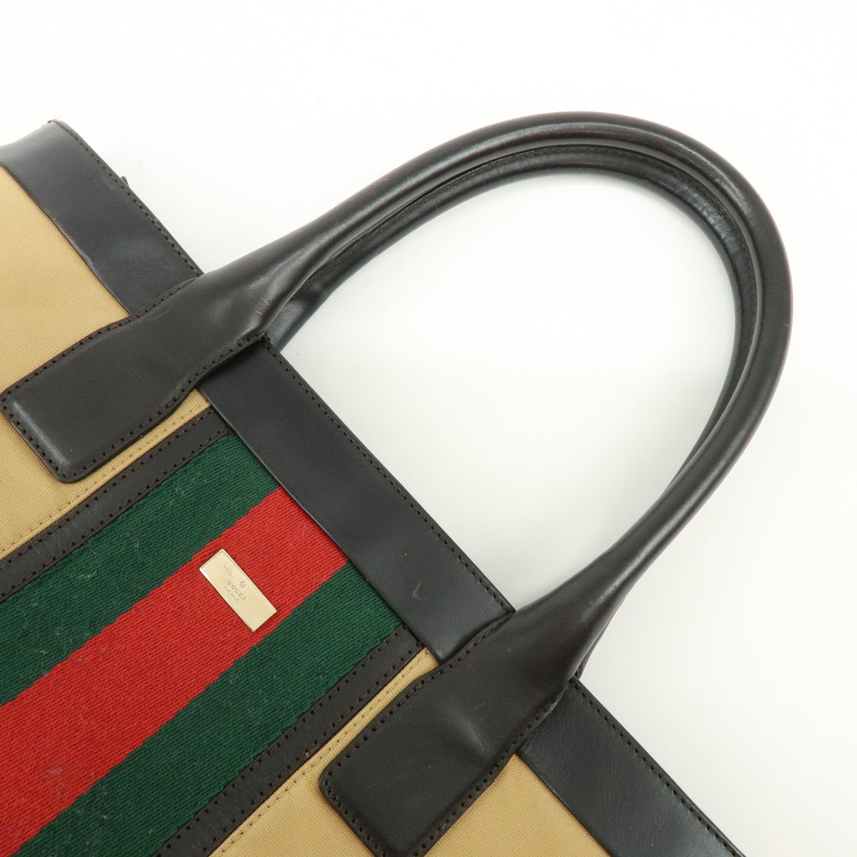 Gucci Vintage Web Canvas and Leather, Beige, Canvas, Crossbody Bag
