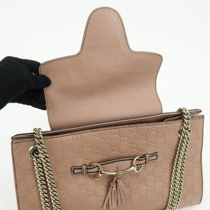 Gucci Emily Chain Flap Guccissima Leather, Pink, Leather, Handbag