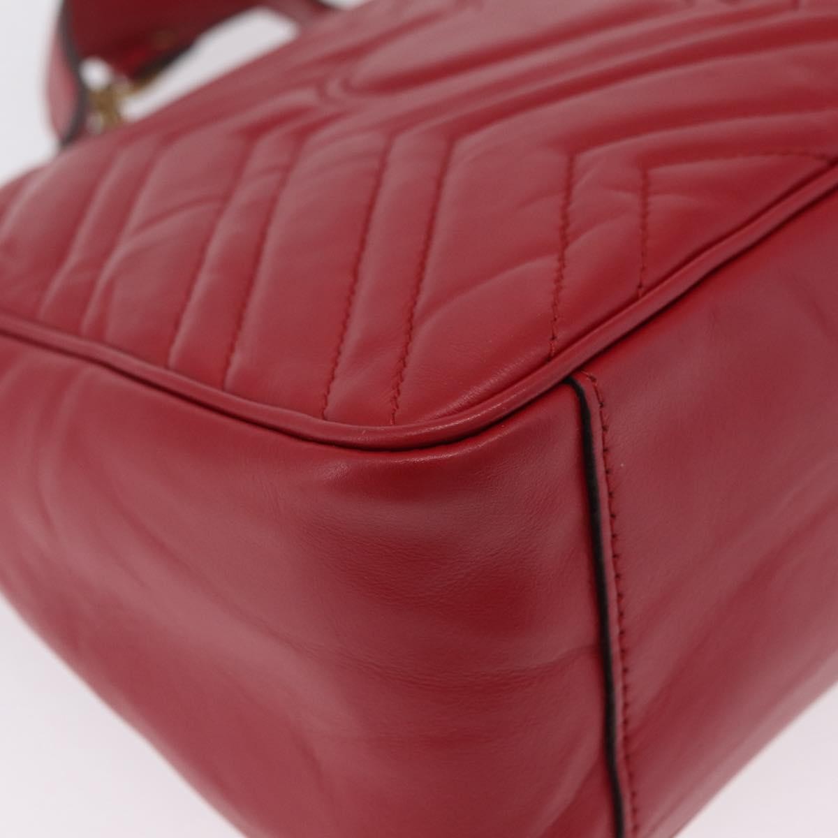 Gucci GG Marmont Top Handle Matelasse Leather, Red, Leather, Handbag