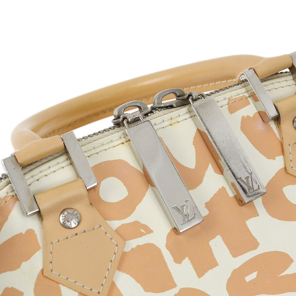 Louis Vuitton Alma Limited Edition Graffiti Leather, Beige, Leather, Handbag